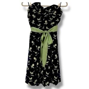 Anthropologie Porridge Birds Fit & Flare‎ Strapless Dress Bow Size 0